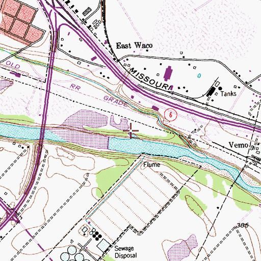 Topographic Map of Lake Brazos Dam, TX