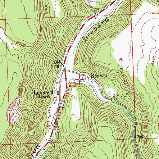 Topographic Map of Brown, CO
