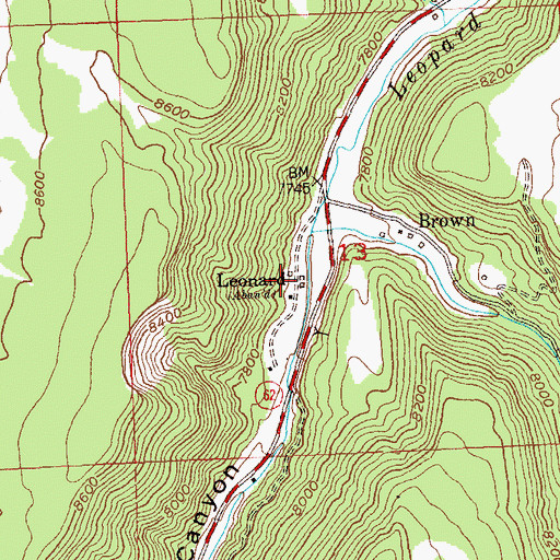 Topographic Map of Leonard (historical), CO