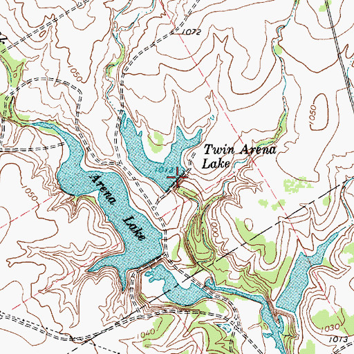 Topographic Map of Twin Arena Lake Dam, TX