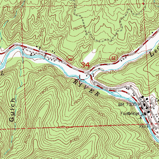 Topographic Map of Leopard Creek, CO