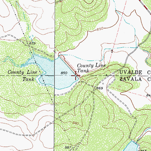 Topographic Map of County Line Tank Dam, TX