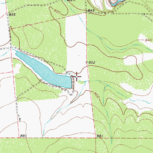 Topographic Map of V-Bar Lake Number 1 Dam, TX