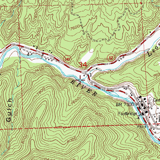 Topographic Map of Leopard Creek Canyon, CO