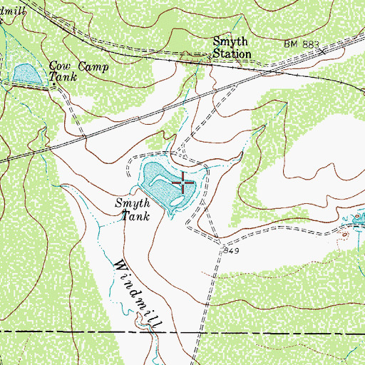 Topographic Map of Smyth Tank, TX