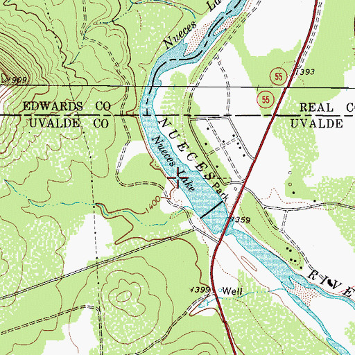 Topographic Map of Arnold Crossing Dam, TX