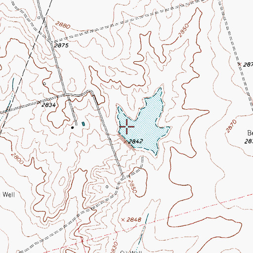 Topographic Map of McElroy Reservoir Dam, TX