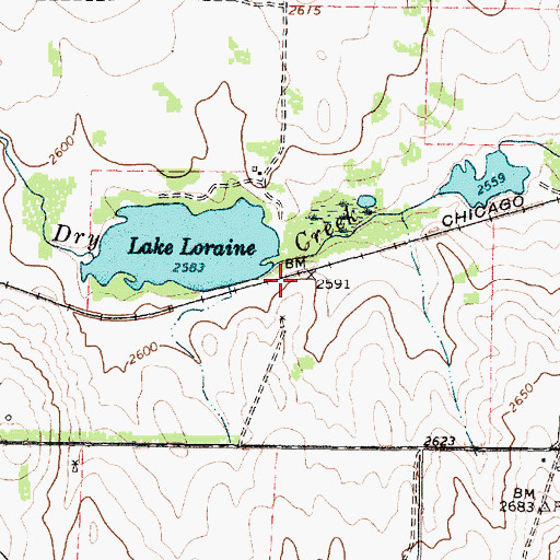 Topographic Map of Lake Loraine Dam, TX