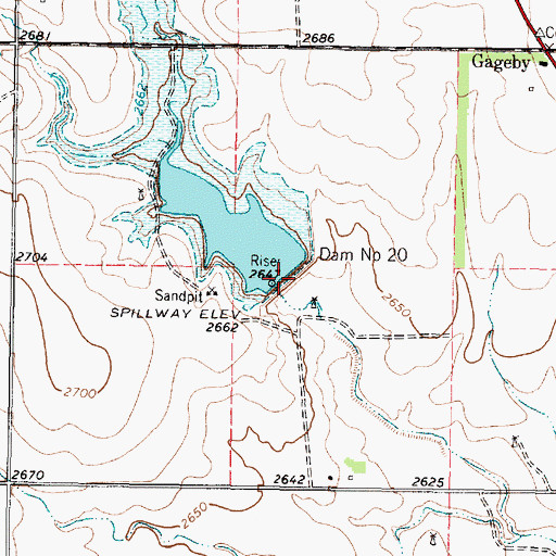 Topographic Map of Soil Conservation Service Site 20 Dam, TX