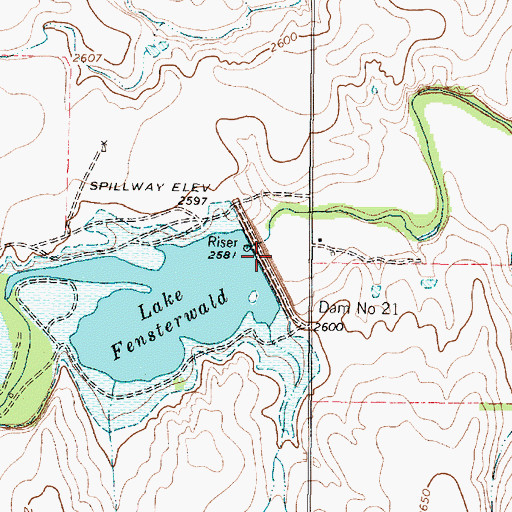 Topographic Map of Soil Conservation Service Site 21 Dam, TX