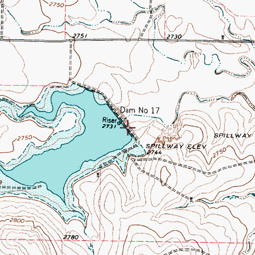 Topographic Map of Soil Conservation Service Site 17 Dam, TX