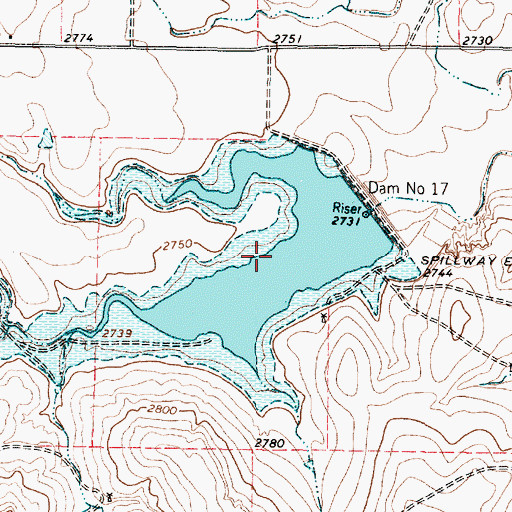 Topographic Map of Soil Conservation Service Site 17 Reservoir, TX