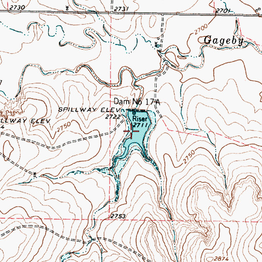 Topographic Map of Soil Conservation Service Site 17a Reservoir, TX
