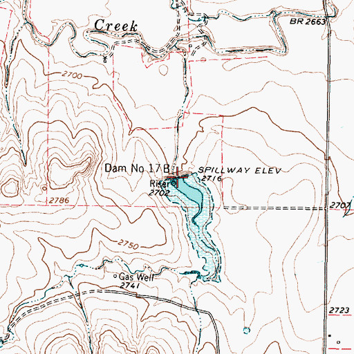 Topographic Map of Soil Conservation Service Site 17b Dam, TX