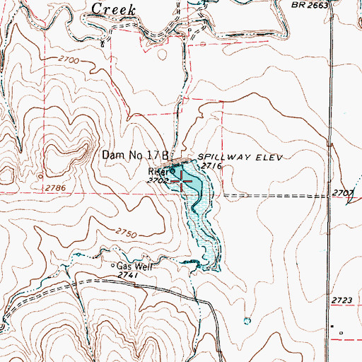 Topographic Map of Soil Conservation Service Site 17b Reservoir, TX