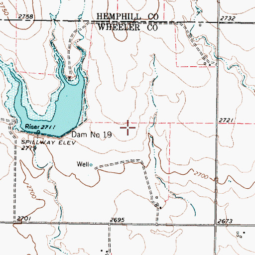 Topographic Map of Soil Conservation Service Site 18 Reservoir, TX