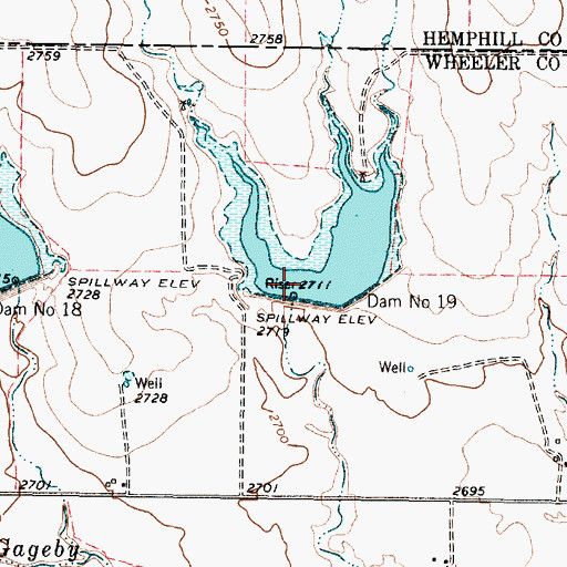 Topographic Map of Soil Conservation Service Site 19 Dam, TX