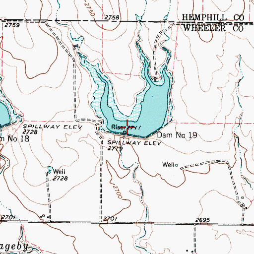 Topographic Map of Soil Conservation Service Site 19 Reservoir, TX