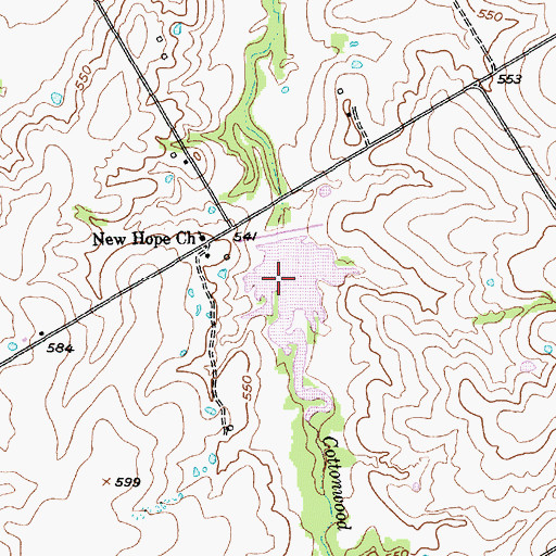 Topographic Map of Soil Conservation Service Site 93 Reservoir, TX