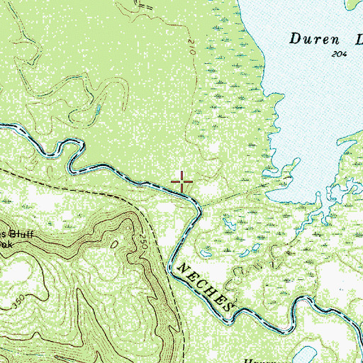 Topographic Map of Duren Lake, TX