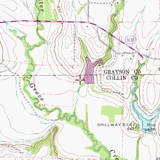 Topographic Map of Soil Conservation Service Site 1 Reservoir, TX