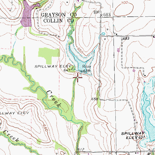 Topographic Map of Soil Conservation Service Site 2 Dam, TX