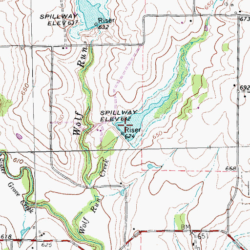 Topographic Map of Soil Conservation Service Site 4 Reservoir, TX