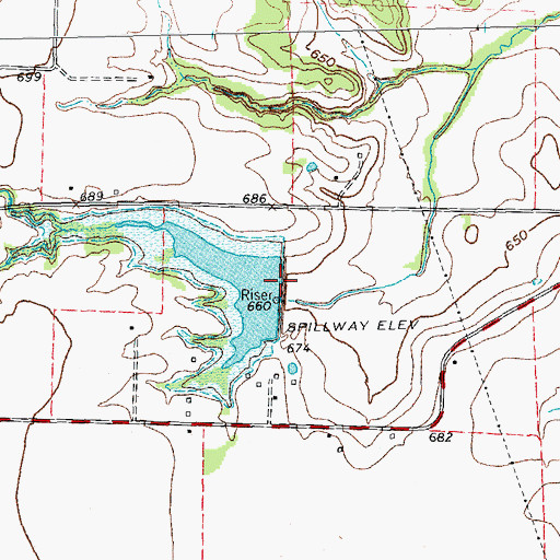 Topographic Map of Soil Conservation Service Site 7 Dam, TX