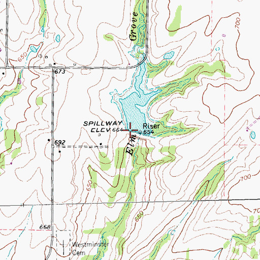 Topographic Map of Soil Conservation Service Site 13 Reservoir, TX