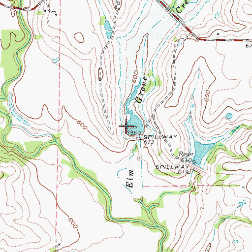 Topographic Map of Soil Conservation Service Site 14 Reservoir, TX