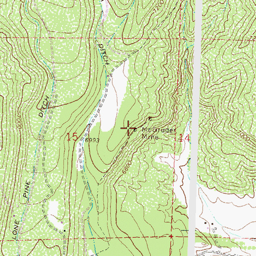 Topographic Map of McGruder Mine, CO