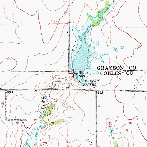 Topographic Map of Soil Conservation Service Site 38 Dam, TX
