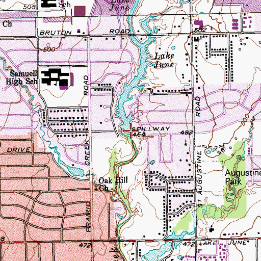 Topographic Map of Lake June Dam, TX