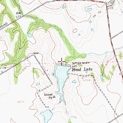 Topographic Map of Head Lake Dam, TX