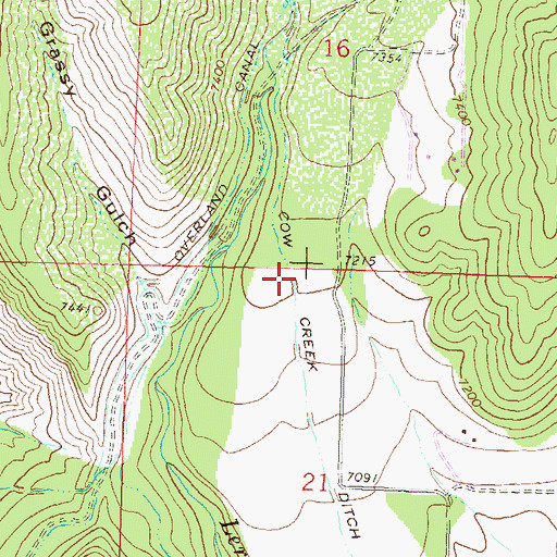 Topographic Map of Cow Creek Ditch, CO