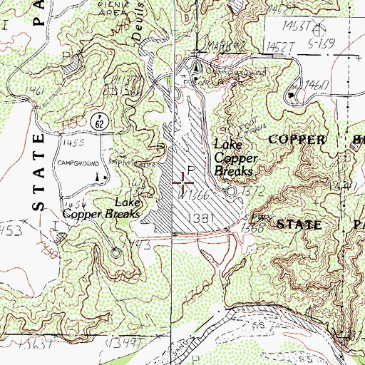 Topographic Map of Lake Copper Breaks, TX