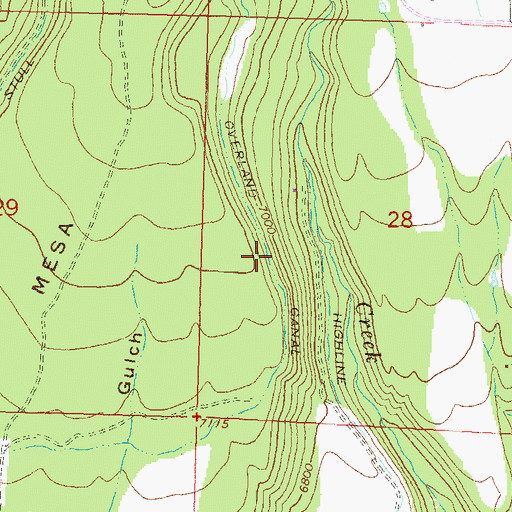 Topographic Map of Overland Canal, CO