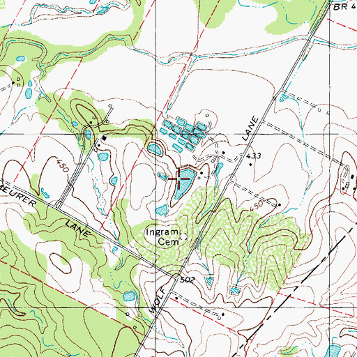 Topographic Map of Clarence Washington Farm Lake, TX