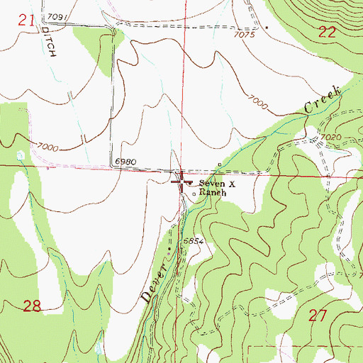 Topographic Map of Seven X Ranch, CO