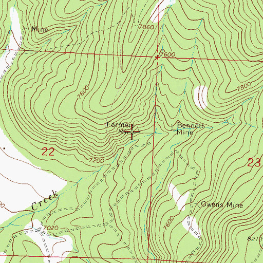 Topographic Map of Farmers Mine, CO