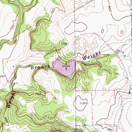 Topographic Map of Ellaine Grande Ranch Lake, TX
