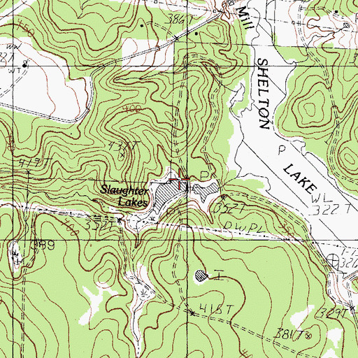 Topographic Map of Slaughter Lake Number 1 Dam, TX