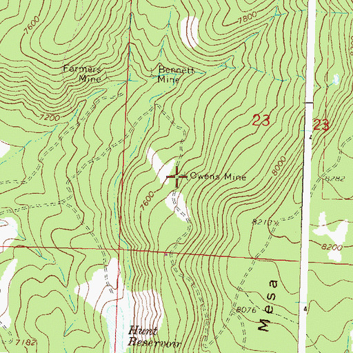 Topographic Map of Owens Mine, CO