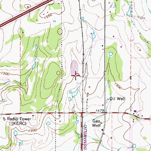 Topographic Map of Borrow Pit Reservoir Dam, TX