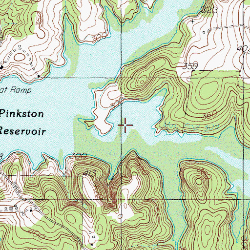 Topographic Map of Pinkston Reservoir, TX