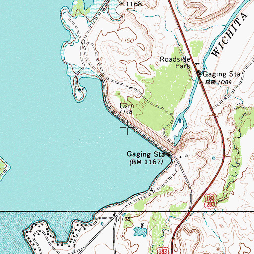 Topographic Map of Lake Kemp Dam, TX