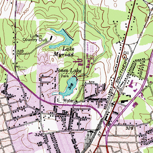 Topographic Map of Jones Lake Dam, TX