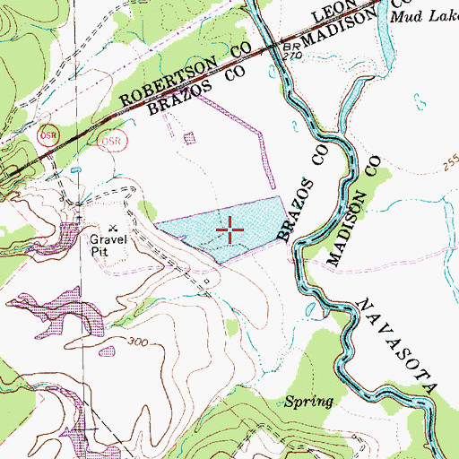 Topographic Map of Weaver Lake, TX