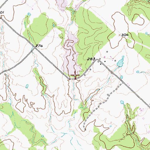Topographic Map of Brooke Lake Dam, TX