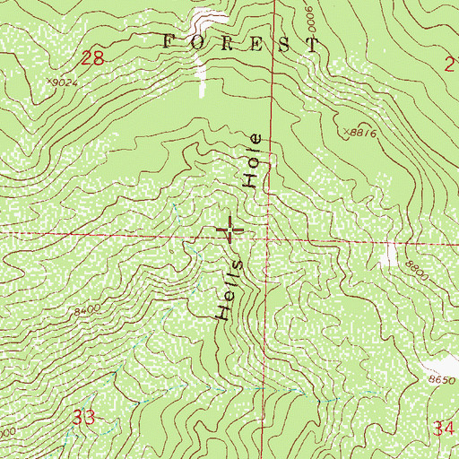 Topographic Map of Hells Hole, CO